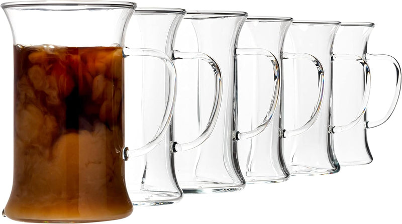 Simax Glassware Irish Coffee Tea Glasses - Cold, Heat, and Shock Resistant Borosilicate Glass, Microwave and Dishwasher Safe, Includes Six (6) 8.5 Ounce Cups