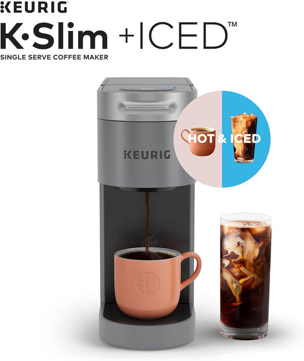 Keurig K-Slim + ICED Single Serve Coffee Maker, Brews 8 to 12oz. Cups, Gray