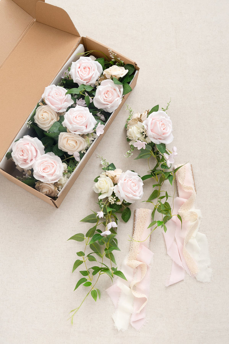 Blush Pew Flowers for Wedding Aisle Decoration