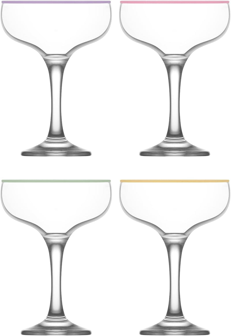 lav Martini Glasses Set of 6 - Martini Cocktail Glass Set 6 Oz - Cosmopolitan Glasses for Elegant Cocktails - Classic Cocktail Glasses with Chic Design for Home Parties - Made in Europe