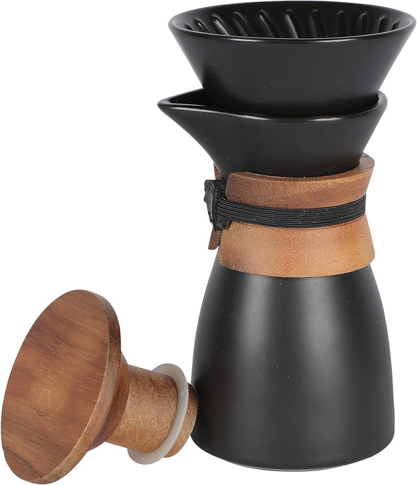kajso Pour Over Ceramic Coffee Dripper - Handmade Porcelain Slow Filter Cone for Travel, Camping, Office, Home, Coffee Maker Brew
