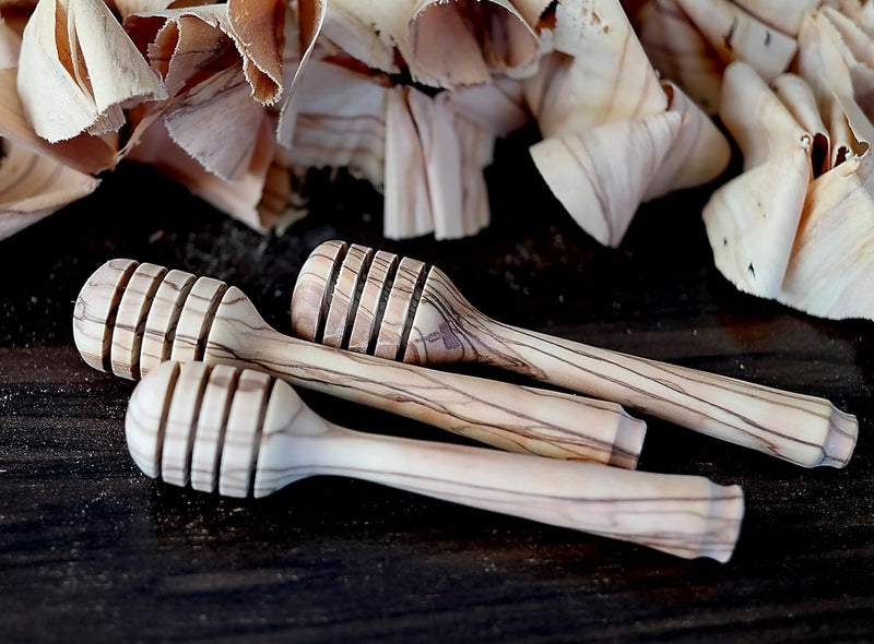 TOI Design Naturally Olive Wood Honey Dipper/Drizzlier, Wood Honey Stick, Honey Spoon