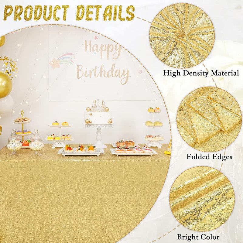 Gold Sequin Tablecloth for Parties - Glitter Manteles De Mesa 50X84