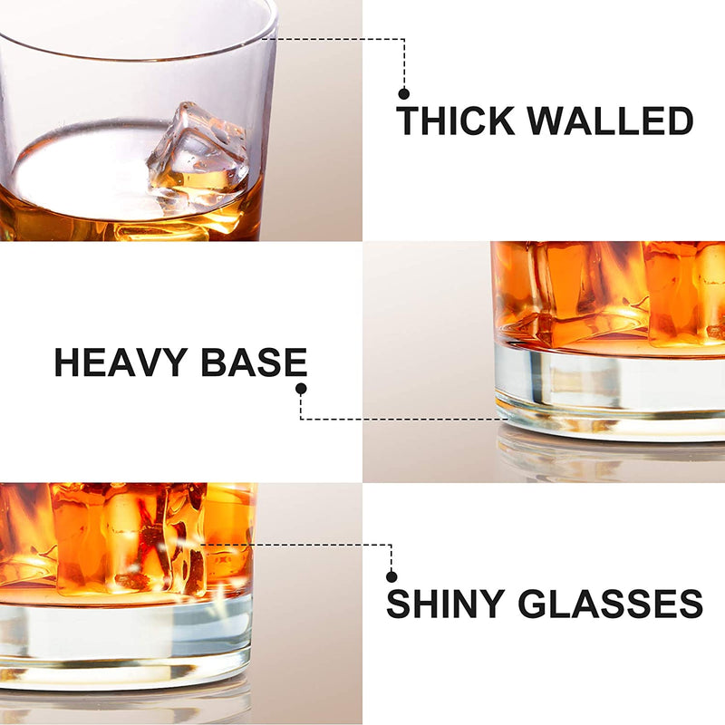 COPLIB Whiskey Glasses Set of 4-11 OZ Old Fashioned Glasses/Premium Crystal Glasses, Perfect for Whiskey Lovers, Rocks Glasses for Scotch, Bourbon, Liquor, Rum, and Cocktail Drinks - Classic
