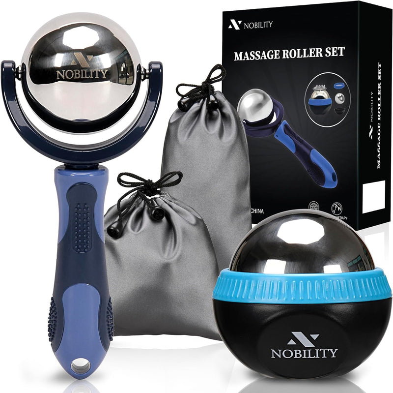 Nobility Massage Ball Roller– Ice Cold and Hot for Deep Tissue and Sore Muscle Relief of Stiffness and Stress, Body, Neck, Back, Foot, Plantar Fasciitis, Gifts for Men & Women, Black