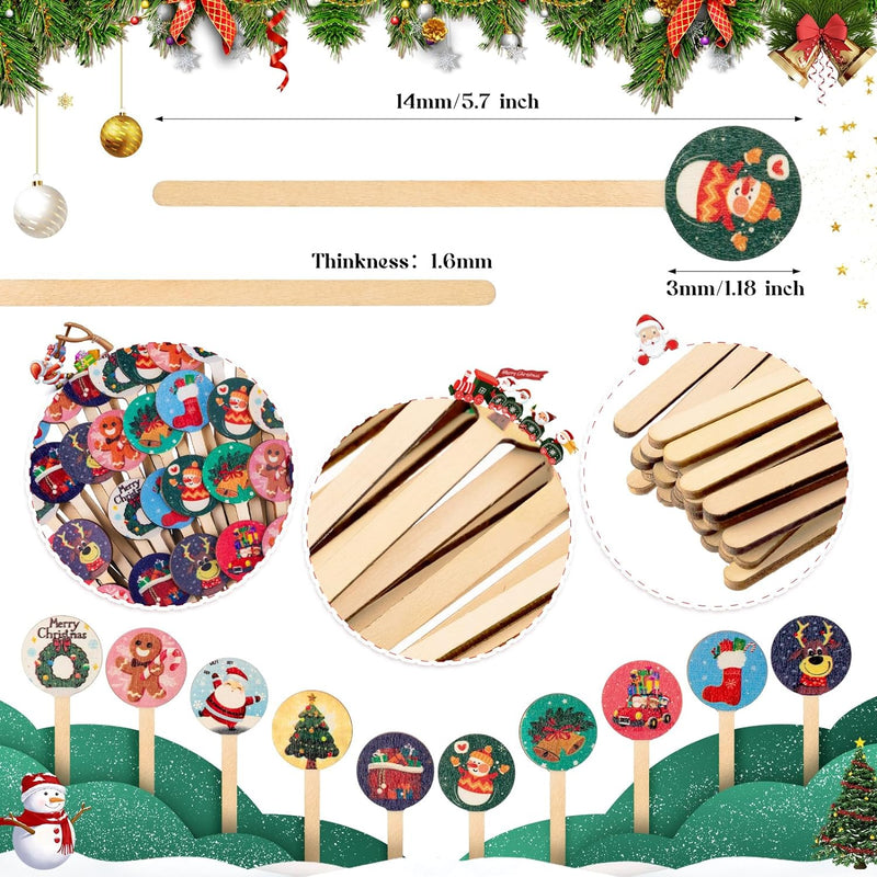 Ziliny 300 Pcs Christmas Coffee Stir Sticks, 6 Inch Wooden Coffee Stirrers Wooden Stirrers Cocktail Stirrers Disposable Drink Stirrers for Coffee Hot Chocolate Home Office Party Supplies, 10 Style