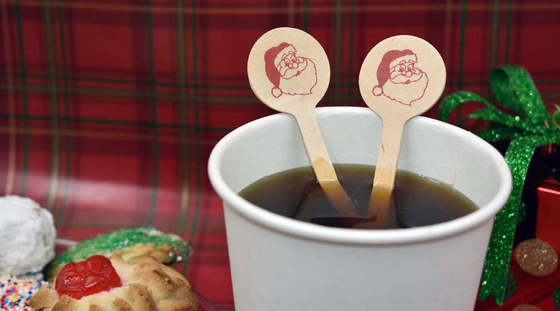 Perfect Stix - Cocktail 6 R- Santa Claus-50 6" Wooden Cocktail/Drink Stirrers with Santa Claus Pack of 50ct