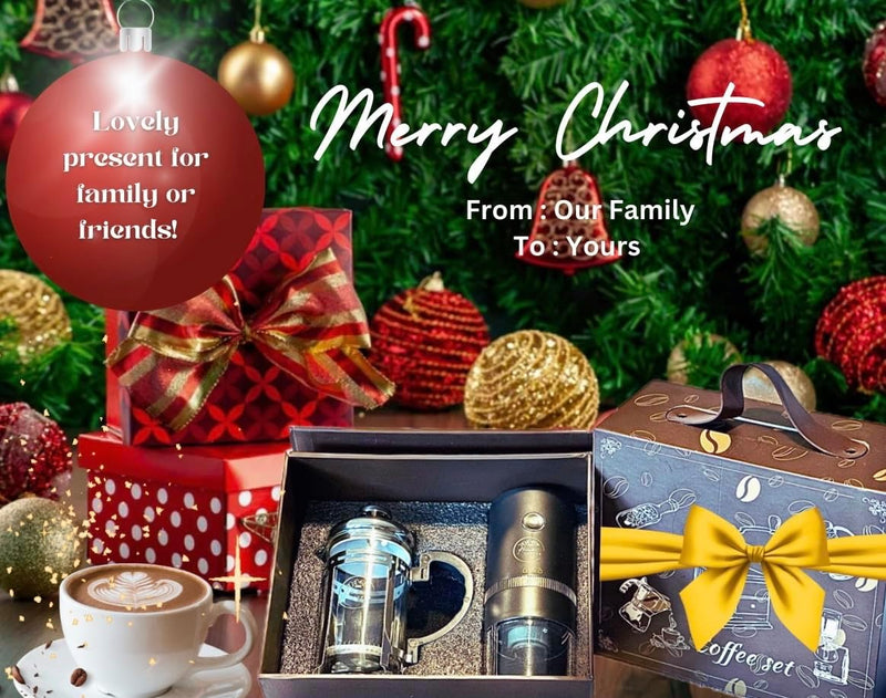 Connoisseur's Coffee Gift Set - Coffee French Press and Coffee Grinder Set - Gift for Men, Gift for Coffee Lovers, Gift for Christmas, Wedding, Occasions