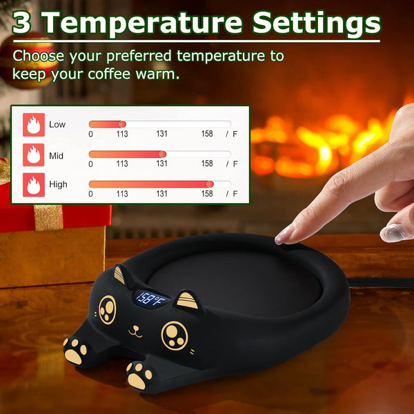 PUSEE Coffee Mug Warmer, Electric Warmer for Desk with Auto Shut Off, Smart Candle 3 Temp Settings, Plate Cocoa Tea Water Milk (No Cup) Black