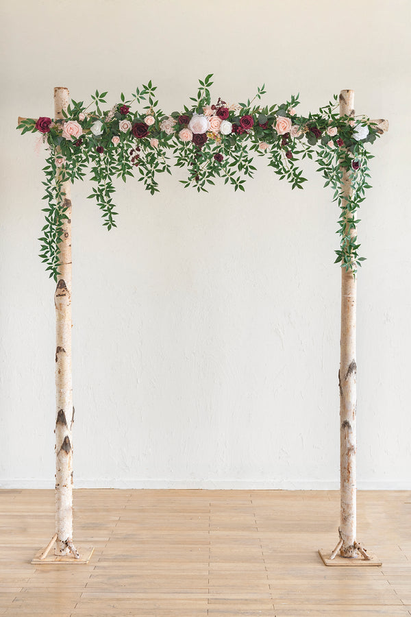 65ft Flower Garland with Hanging Leaves - Ceremony Backdrop in Marsala