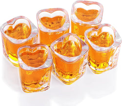 Valeways 2oz Heavy Base Shot Glasses, Sets of 6/Heart Shaped Clear Tequila Shots/Square Shot /Espresso Shot Glass/Bulk Shot Glasses