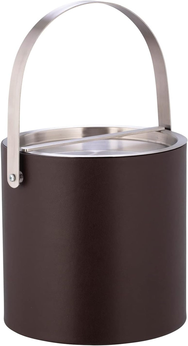 Kraftware 3qt Brushed Gold Arch Handle & Bridge Cover: White Santa Barbara 3 quart Ice Bucket, Small