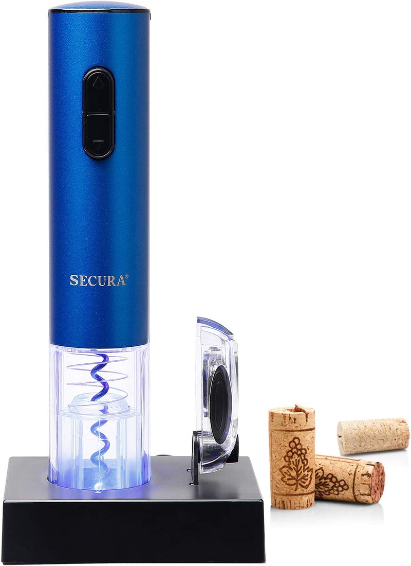 Secura Electric Wine Opener, Automatic Electric Wine Bottle Corkscrew Opener with Foil Cutter, Rechargeable (Black)