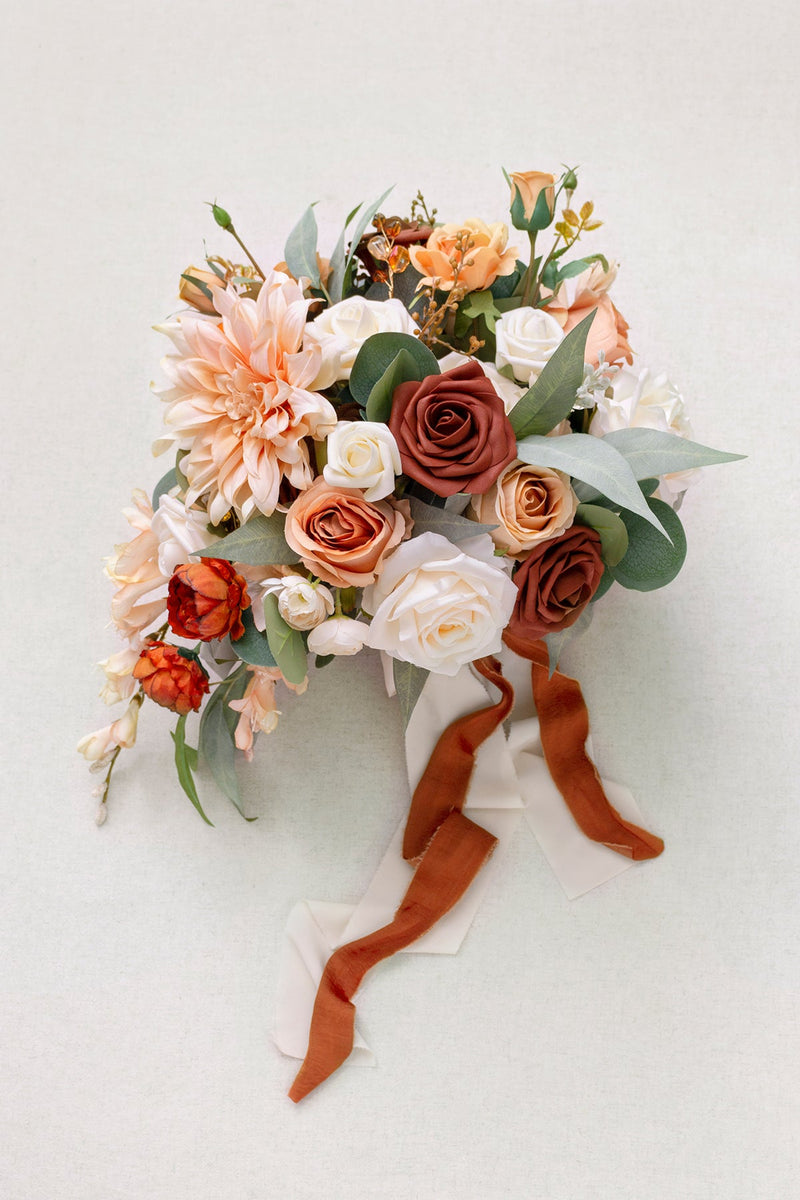 Sunset Terracotta Bridal Bouquet - Standard Cascade