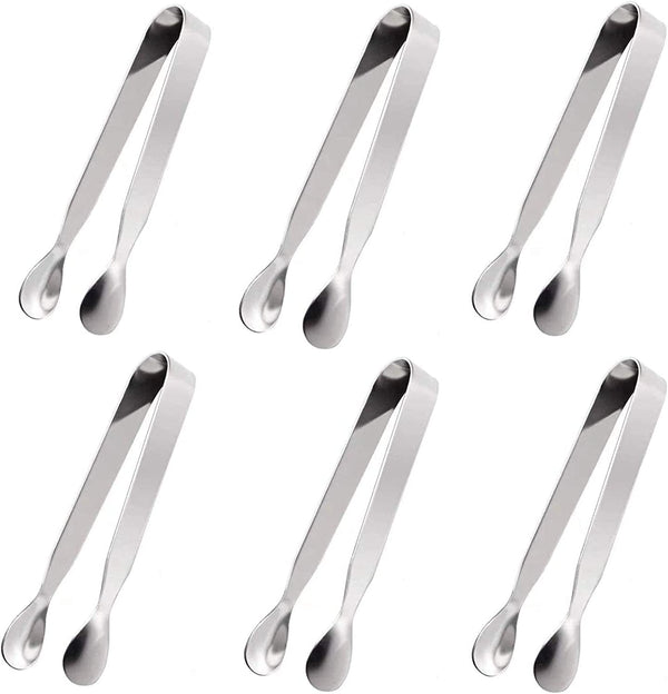 Ice Tongs Sugar Cubes Tongs - Stainless Steel Mini Serving Tongs Appetizers Tongs Small Metal Tongs for Tea Party Coffee Bar (6 PCS)