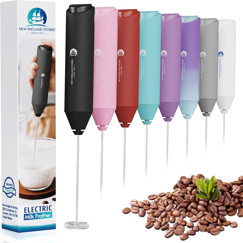 Powerful Milk Frother Handheld Foam Maker, Mini Whisk Drink Mixer for Coffee, Cappuccino, Latte, Matcha, Hot Chocolate, No Stand, Black