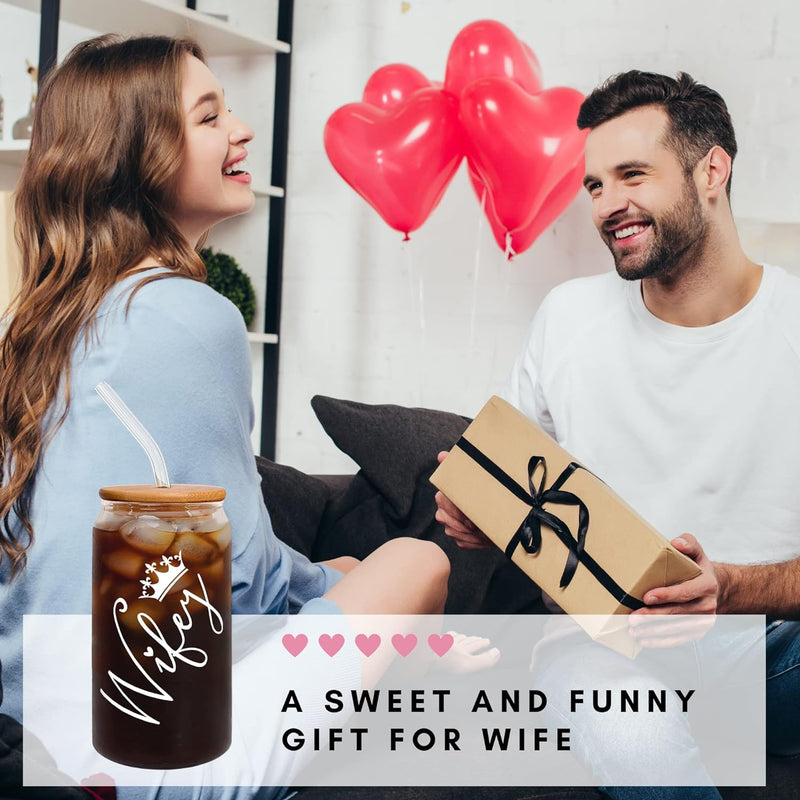 Gifts for Wife from Husband - Wife Gifts - Wedding Anniversary for Her, Birthday Gifts for Wife, Christmas Gifts for Wife - I Love You Gifts for Her, Romantic Gifts for Her - 16 Oz Wife Can Glass