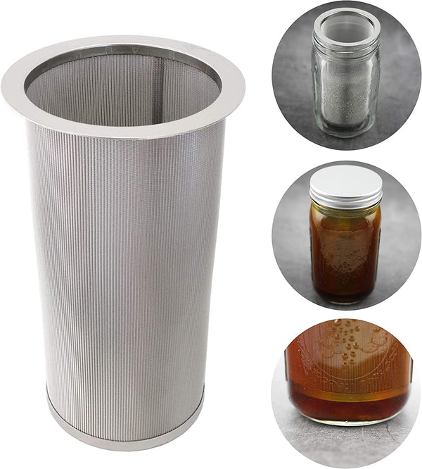 Cold Brew Coffee Filter for Wide Mouth Mason Jar, Food Grade 304 Stainless Steel, Ultra Fine Mesh, Tea and Fruit infuser, Iced Coffee Maker, Iced Tea Maker, Cold Brew Coffee Maker