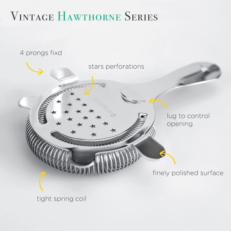 Homestia Cocktail Strainer for Drinks Stainless Steel Hawthorne Strainer Star Style Heavy Duty Spring Mixed Drink Strainer