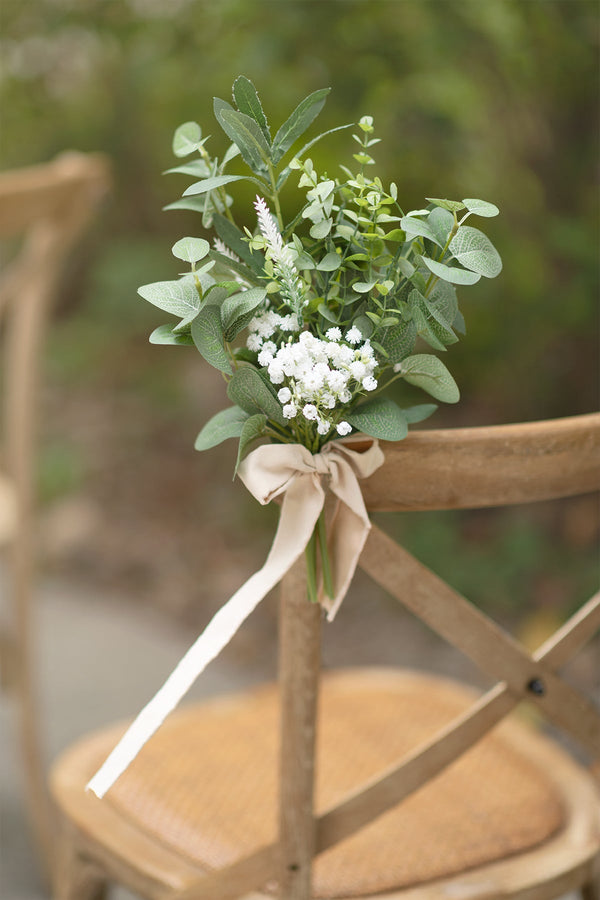 Greenery Wedding Aisle Chair Decorations - White  Sage