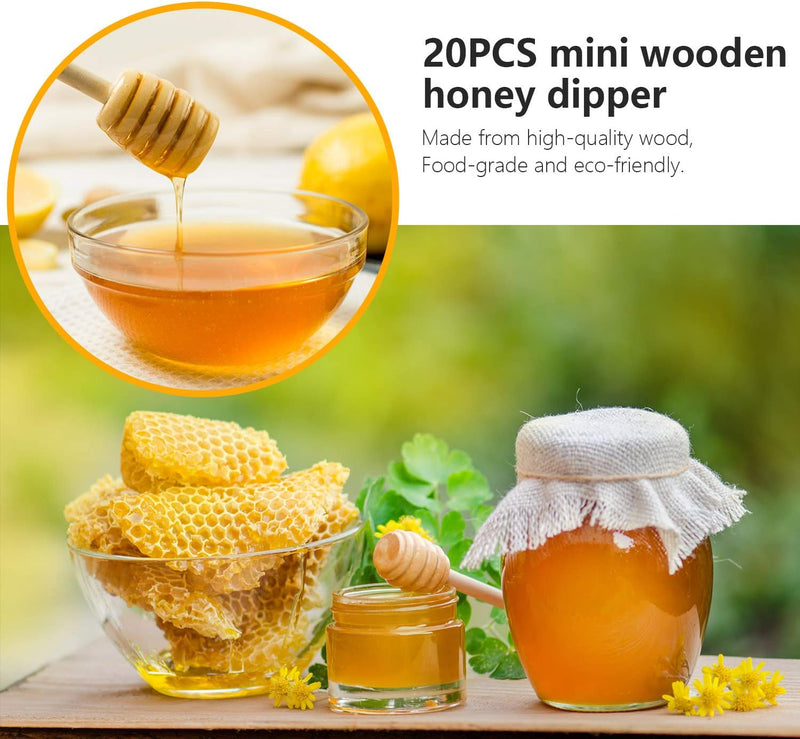 25Pcs Honey Dipper Sticks - Wooden Honey Dipper, 3 Inch Mini Honeycomb Stick, Honey Stirrer Stick for Honey Jar Dispense Drizzle Honey and Wedding Party Gift