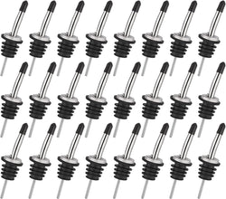 48 Pack Stainless Steel Classic Bottle Pourers Tapered Spout - Liquor Pourers with Rubber Dust Caps