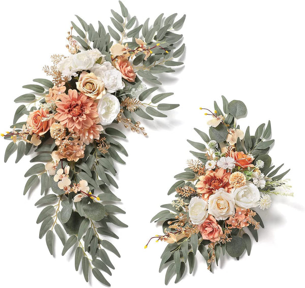DIY Wedding Arch Floral Swags Kit - Pack of 2 White Orange