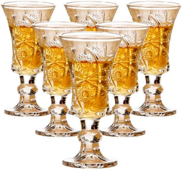 Round 1.3-Oz Cordial Glasses, Lead-Free Sherry Glasses, Clear Heavy Base Shot Glasses (Set of 6)