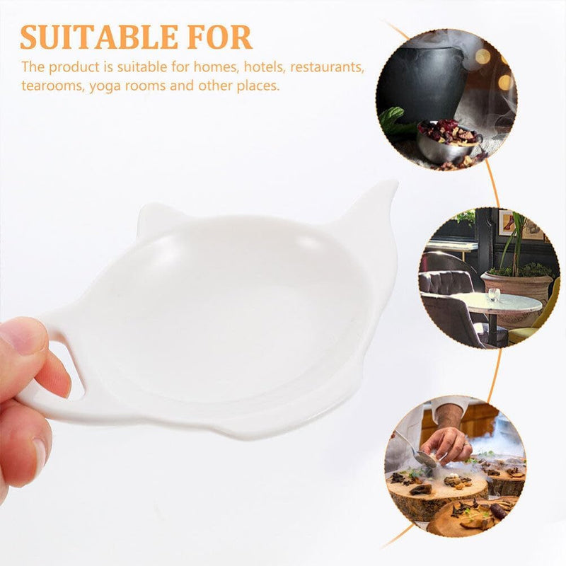 VOSAREA 2pcs Ceramic Tea Bag Coasters Spoon Rests Tea Bag Caddy Holder Saucer Teapot-shaped Seasoning Dish Ketchup Saucer Appetizer Plates Sushi Dipping Bowls