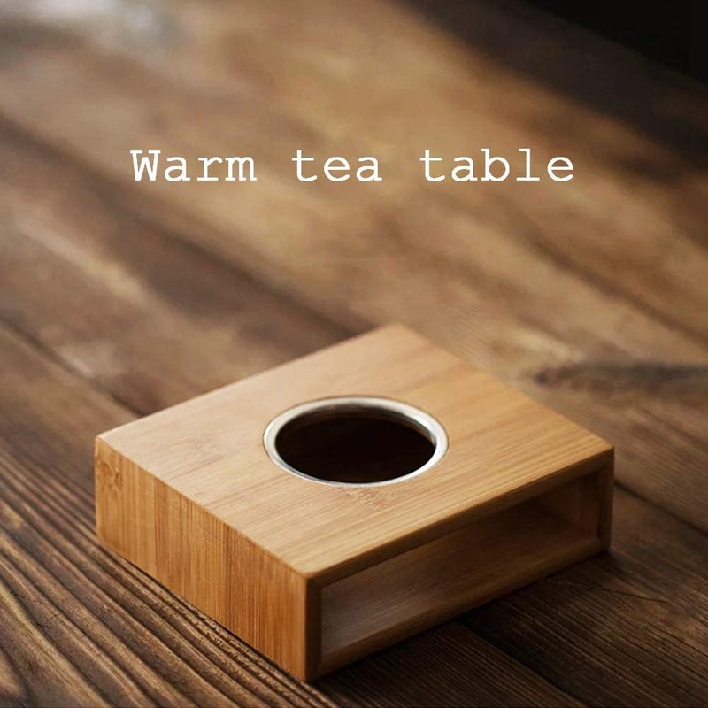 Bamboo Teapot Warmer Base, Mug Heater Plate Candle Dish for Teaware Heating