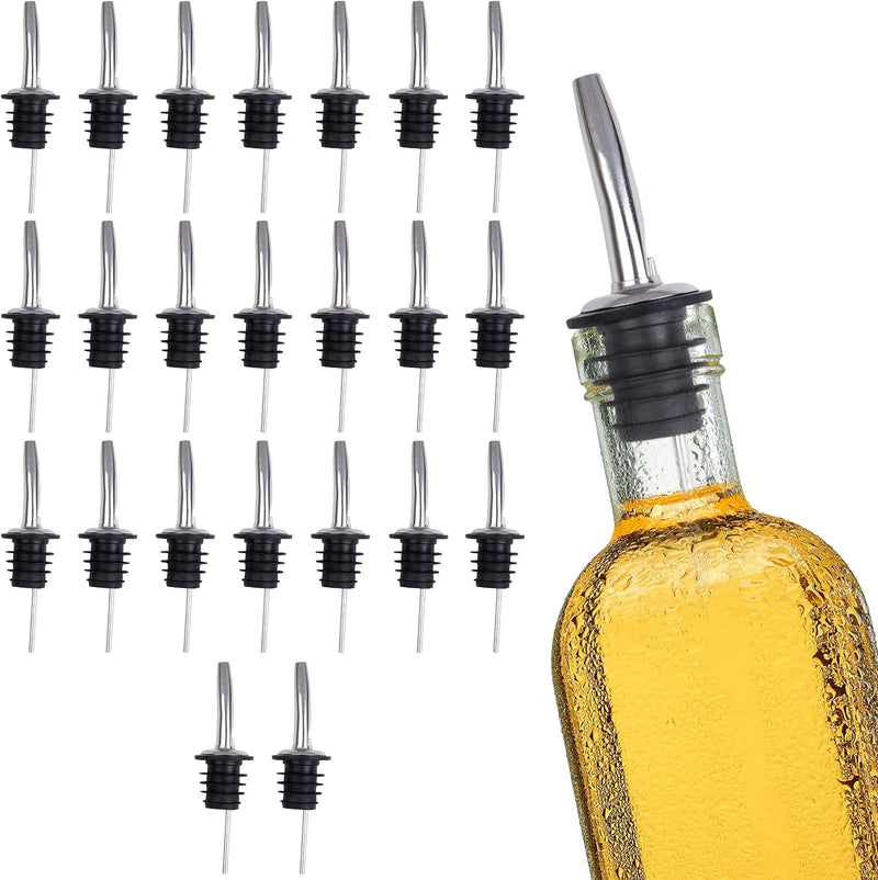 EHOMEA2Z Stainless Steel Liquor Bottle Pourers (12 Pack) Classic Bottle Pourers for Alcohol, Leak-Proof, Dishwasher-Safe Pour Spouts for Liquour Bottles (12, Stainless Steel)