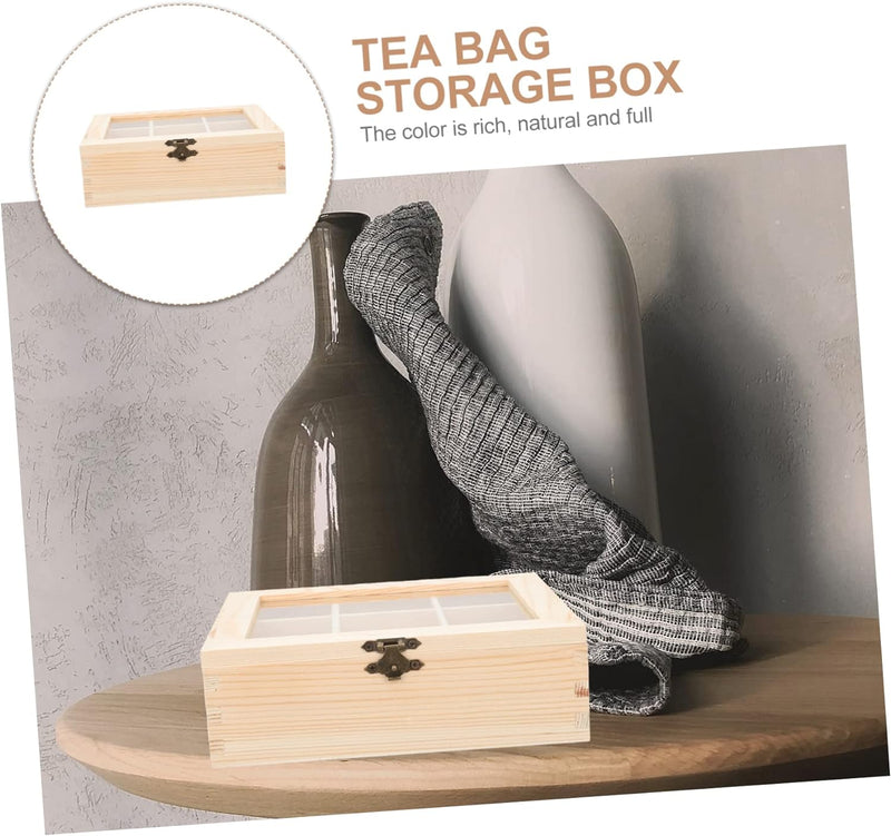 YARNOW Wooden Display Stand Wooden Stand Wood Display Stand Tea Chest Organizer Section Tea Bag Box Bamboo Tea Box Organizer Coffee Sugar Box Tea Organizer for Tea Bags Tea Storage Drawer