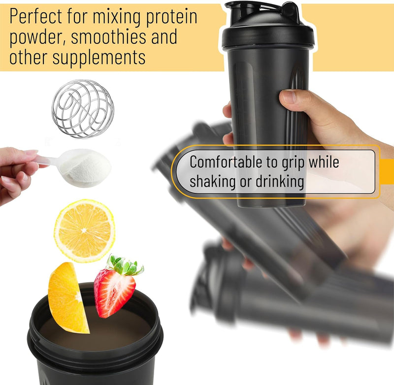 Mr. Pen- Shaker Bottles for Protein Mixes, 20 oz, Shaker Bottle with Wire Whisk Ball, Protein Shaker Bottle, Shaker Cup, Protein Shaker, Protein Shake Bottle, Bottle Shaker, Shake Bottle
