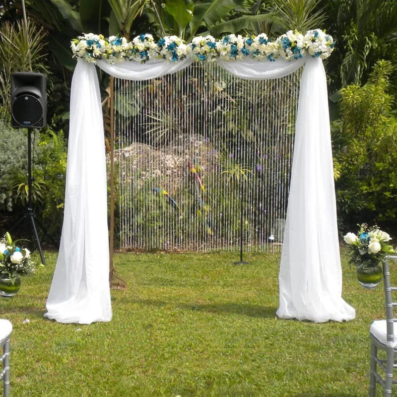 White Wedding Arch Drapes - 3 Panels Chiffon Fabric Sheer Curtains for Party Ceremony Decor