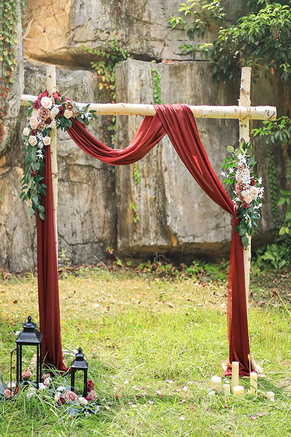 Chiffon Wedding Arch Decorations - 2 Panels 30 Wide x 6 Yards Long Burgundy