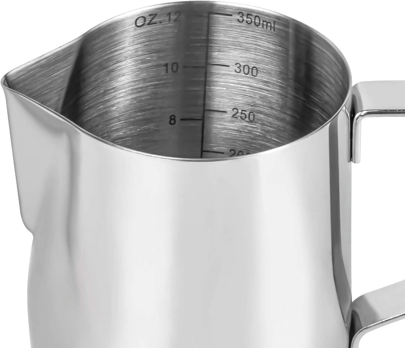 Milk Frothing Pitcher, 12 Oz Milk Frother Steamer Cup Stainless Steel Espresso Cup