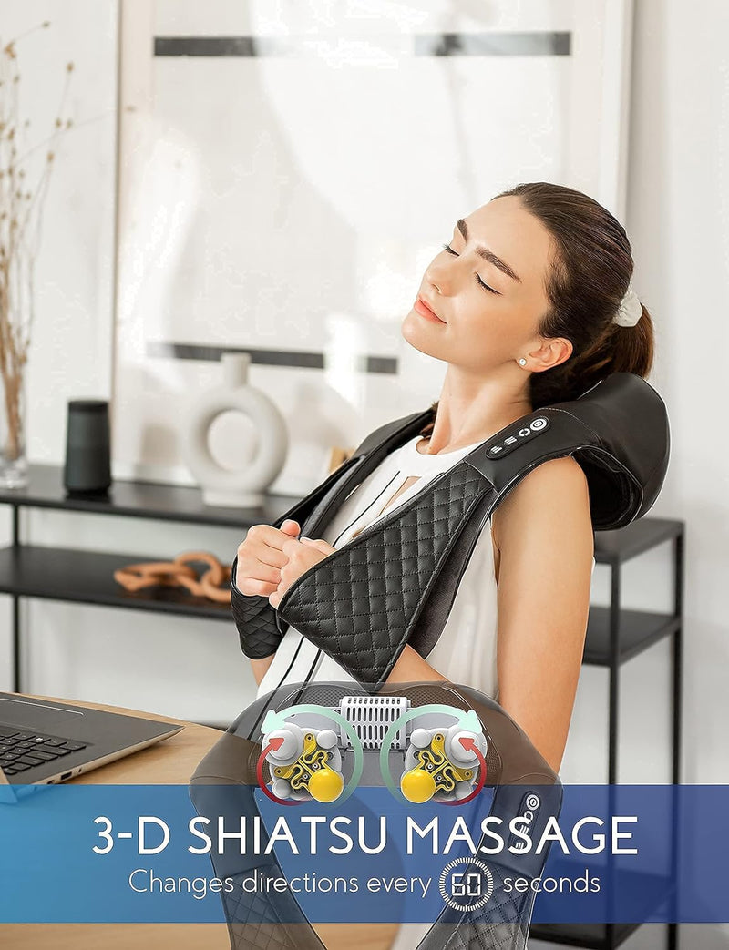 Zyllion ZMA-13 Shiatsu Pillow Massager and ZMA-28 Shiatsu Neck Massager Bundle (Black)