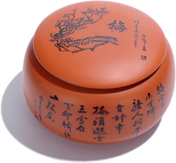 Dingze Ceramic Tea Caddy Handmade Crafts Tea Storage Chest Plum blossoms Orchid Bamboo and Chrysanthemum (plum blossom)