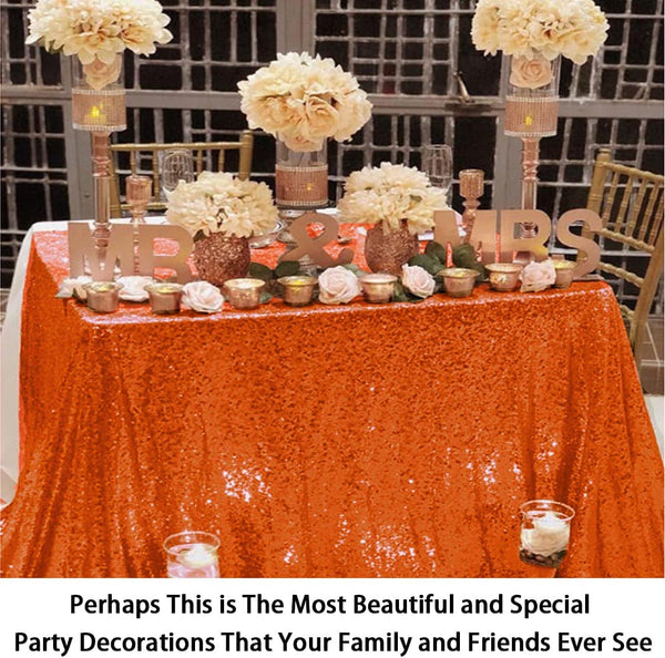 Orange Sequin Tablecloth - 50X80 Inch Rectangle Fabric Table Cover for Wedding Party Event Decor