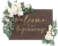 Elegant Wedding Sign Flower Swag (Pack of 2) for Garden Wedding Party Reception Entrance Welcome Sign Artificial Floral Decor