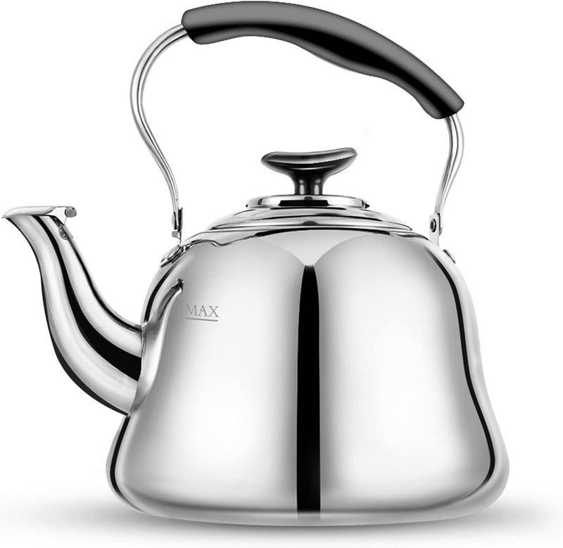 Tea Kettle Stovetop Whistling Teakettle Classic Teapot Stainless Steel Tea Pots for Stove Top with Thin Fast Heating Base, Mirror Finish, 2 liters