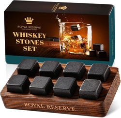 Whiskey Stones Gift Set by Royal Reserve – Artisan Crafted Reusable Chilling Rocks for Scotch Bourbon – Modern Stocking Stuffer for Men Guy Dad Boyfriend Anniversary or Retirement