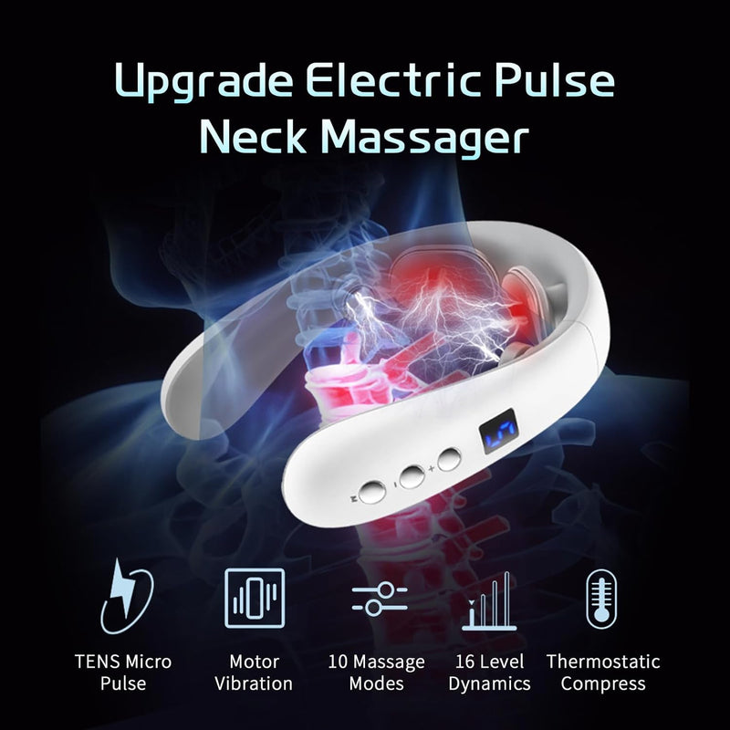 Xpudding Neckology Intelligent Neck Massager with Heat, Electric Pulse Neck Massager for Pain Relief, Wireless Neck Massager for Women