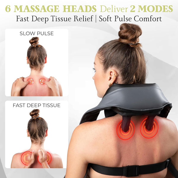 Shiatsu Neck and Back Massager with Soothing Heat - Easily Release Tension with Our Neck and Shoulder Massager - Versatile Neck Massager with Heat - 2 Different Modes with 2 Intensity Each