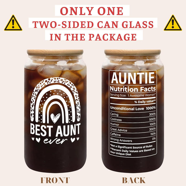 Aunt Gifts - Aunt Gifts from Niece, Nephew - Gifts for Aunt, Auntie Gifts - Aunt Birthday Gift, Christmas Gifts for Aunt, Aunt Christmas Gifts - Gifts for New Aunt, To Be Aunt - 16 Oz Can Glass