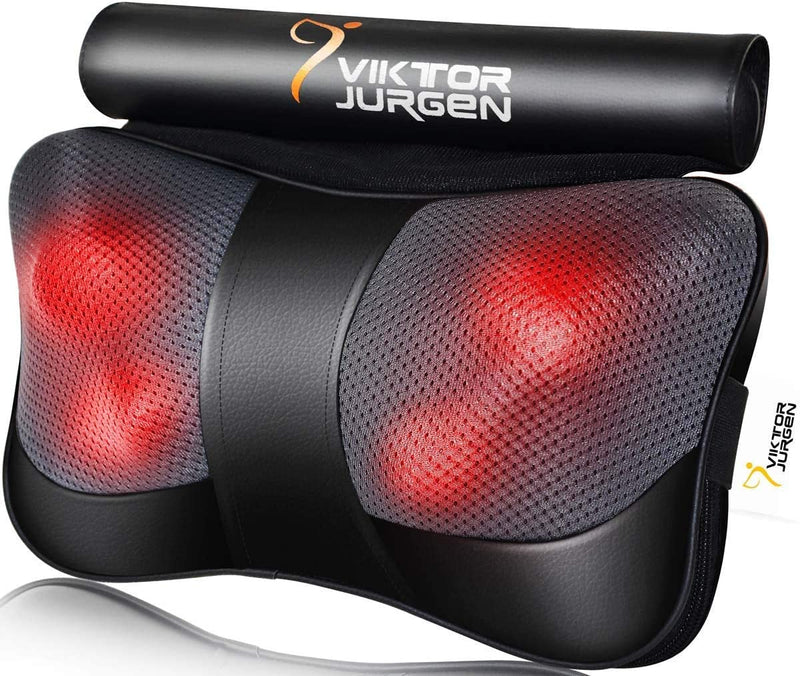 VIKTOR JURGEN Neck Massage Pillow Shiatsu Deep Kneading Shoulder Back and Foot Massager with Heat-Relaxation Gifts for Women/Men/Dad/Mom