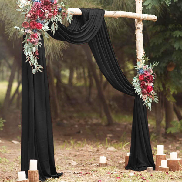 Black Sheer Wedding Arch Draping Fabric - 2 Panels 28x20FT