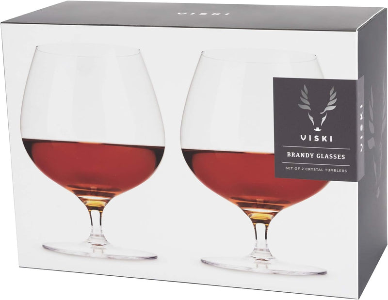 Viski Wingback Brandy Glass glassware set, Stemmed Wine glasses, Cocktail Glass Gift, Perfect for Bourbon, Rye, Scotch, and Mezcal, Set of 2, 17oz