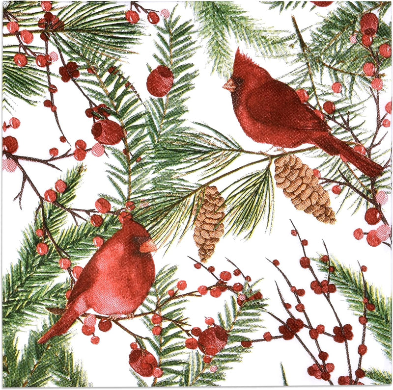 100 Christmas Cardinal Cocktail Beverage Napkins 3 Ply Disposable Paper Decorative Elegant Holiday Xmas Red Cardinals Birds Dessert Dinner Hand Napkin for Winter Wedding Party Supplies Tableware Decor