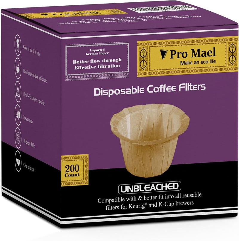 Pro Mael Disposable K Cup Coffee Filters, 360 Count Coffee Filter Paper for Keurig Brewers Single Serve 1.0 and 2.0, Use with Resusable K Cup Pods, White